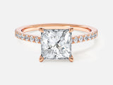 Princess Cut Lab Grown Diamond Engagement Ring with Pave Set Side Stones (1.50 CT)