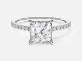 Princess Cut Lab Grown Diamond Engagement Ring with Pave Set Side Stones (1.50 CT)