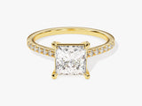 Princess Cut Moissanite Engagement Ring with Pave Set Side Stones (1.50 CT)