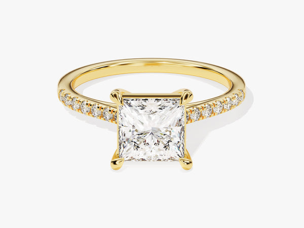 Princess Cut Diamond Engagement Ring with Pave Set Side Stones (1.50 CT)