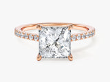 Princess Cut Lab Grown Diamond Engagement Ring with Pave Set Side Stones (2.00 CT)