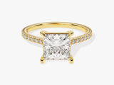 Princess Cut Moissanite Engagement Ring with Pave Set Side Stones (2.00 CT)