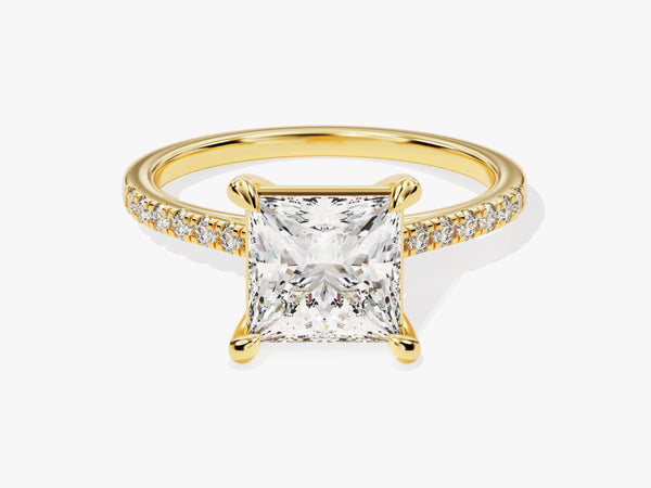 Princess Cut Diamond Engagement Ring with Pave Set Side Stones (2.00 CT)