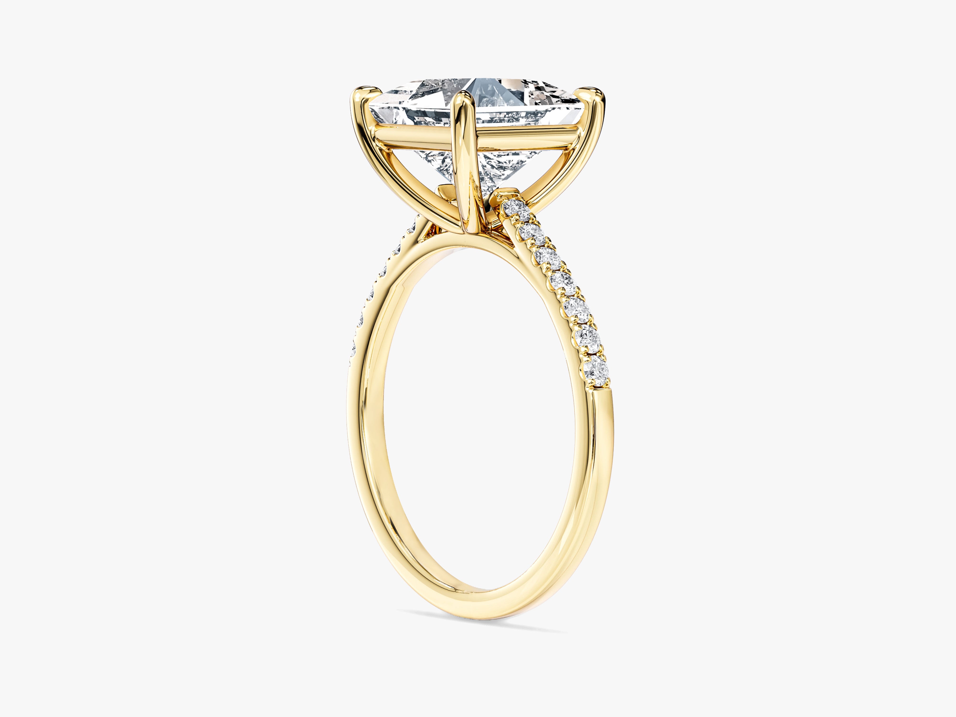 Princess Cut Moissanite Engagement Ring with Pave Set Side Stones (3.00 CT)