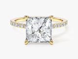 Princess Cut Lab Grown Diamond Engagement Ring with Pave Set Side Stones (3.00 CT)