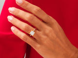 Diamond engagement ring on a hand, jewelry product photography