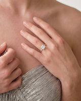 Princess Cut Moissanite Engagement Ring with Pave Set Side Stones (3.00 CT)