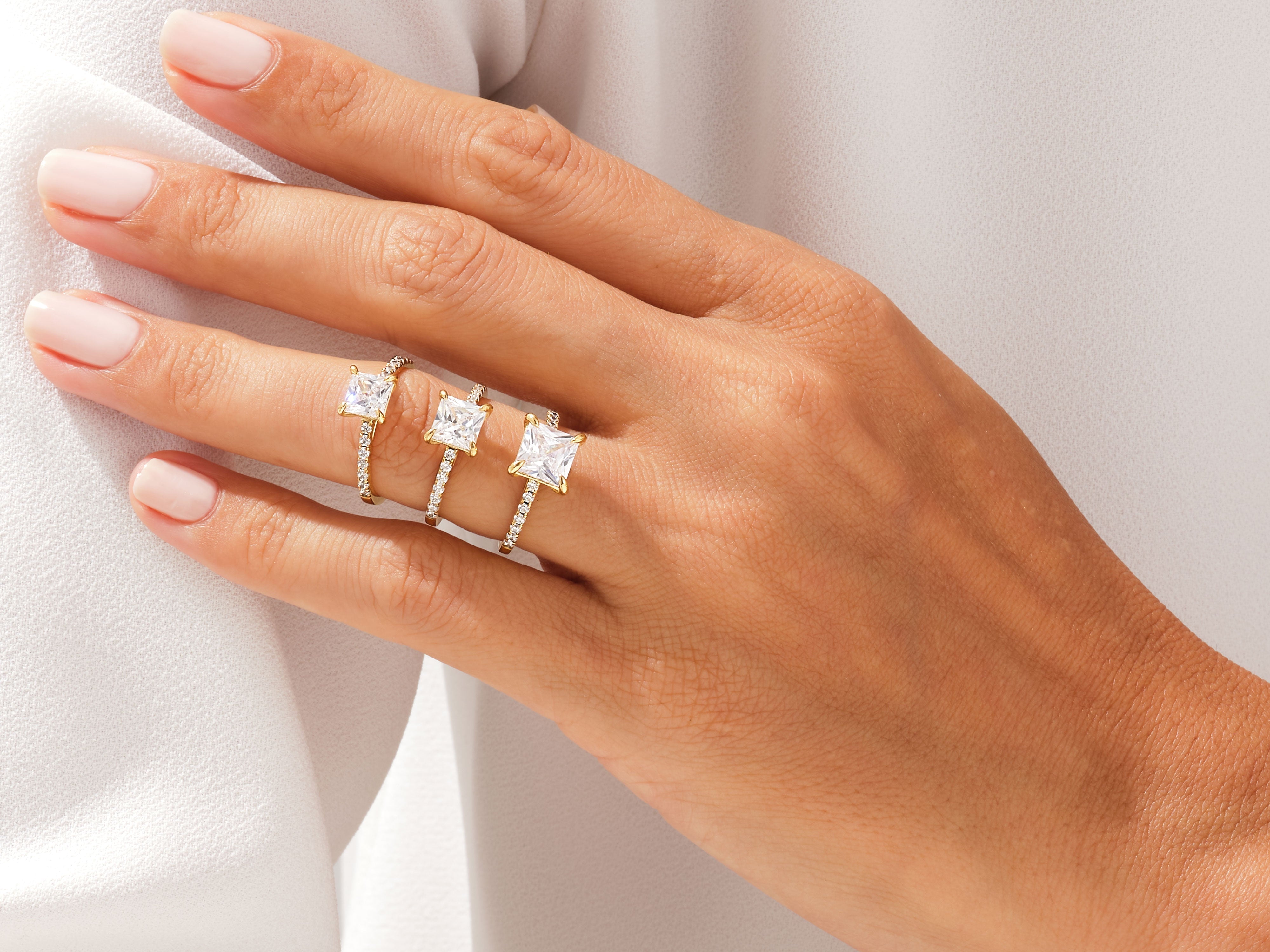 Princess Cut Diamond Engagement Ring with Pave Set Side Stones (1.00 CT)