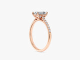 Emerald Cut Lab Grown Diamond Engagement Ring with Pave Set Side Stones (1.00 CT)