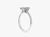 Emerald Cut Lab Grown Diamond Engagement Ring with Pave Set Side Stones (1.00 CT)