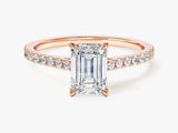 Emerald Cut Lab Grown Diamond Engagement Ring with Pave Set Side Stones (1.00 CT)