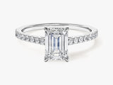 Emerald Cut Lab Grown Diamond Engagement Ring with Pave Set Side Stones (1.00 CT)