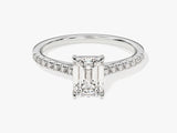 Emerald Cut Lab Grown Diamond Engagement Ring with Pave Set Side Stones (1.00 CT)