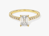 Emerald Cut Moissanite Engagement Ring with Pave Set Side Stones (1.00 CT)