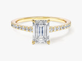 Emerald Cut Lab Grown Diamond Engagement Ring with Pave Set Side Stones (1.00 CT)