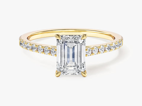 Emerald Cut Moissanite Engagement Ring with Pave Set Side Stones (1.00 CT)