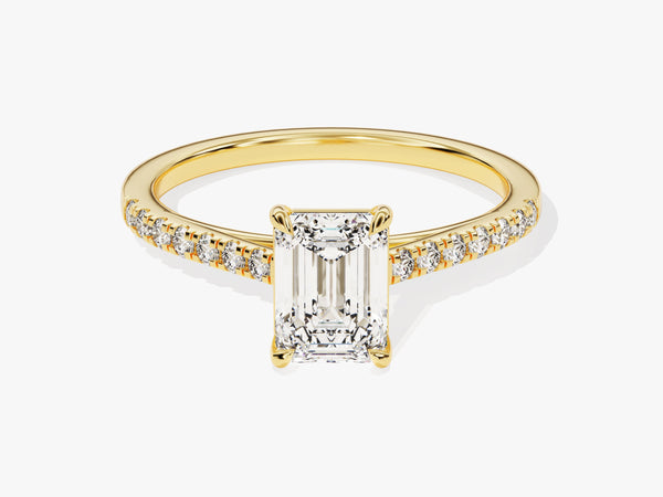 Emerald Cut Diamond Engagement Ring with Pave Set Side Stones (1.00 CT)