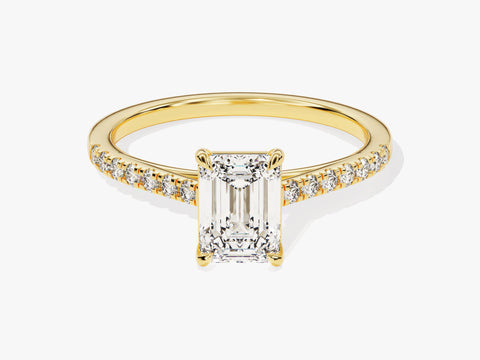 Emerald Cut Moissanite Engagement Ring with Pave Set Side Stones (1.00 CT)