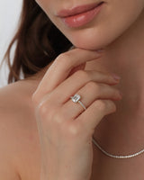 Emerald Cut Lab Grown Diamond Engagement Ring with Pave Set Side Stones (1.50 CT)