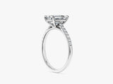 Emerald Cut Lab Grown Diamond Engagement Ring with Pave Set Side Stones (1.50 CT)