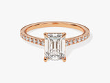 Emerald Cut Moissanite Engagement Ring with Pave Set Side Stones (1.50 CT)