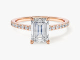 Emerald Cut Lab Grown Diamond Engagement Ring with Pave Set Side Stones (1.50 CT)