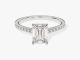 Emerald Cut Moissanite Engagement Ring with Pave Set Side Stones (1.50 CT)