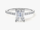 Emerald Cut Lab Grown Diamond Engagement Ring with Pave Set Side Stones (1.50 CT)