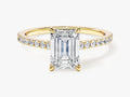 Emerald Cut Lab Grown Diamond Engagement Ring with Pave Set Side Stones (1.50 CT)