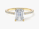 Emerald Cut Lab Grown Diamond Engagement Ring with Pave Set Side Stones (1.50 CT)