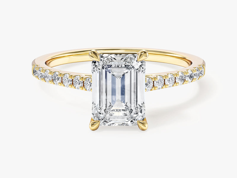 Emerald Cut Lab Grown Diamond Engagement Ring with Pave Set Side Stones (1.50 CT)