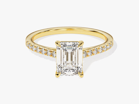 Emerald Cut Moissanite Engagement Ring with Pave Set Side Stones (1.50 CT)