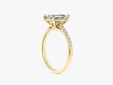 Emerald Cut Lab Grown Diamond Engagement Ring with Pave Set Side Stones (2.00 CT)