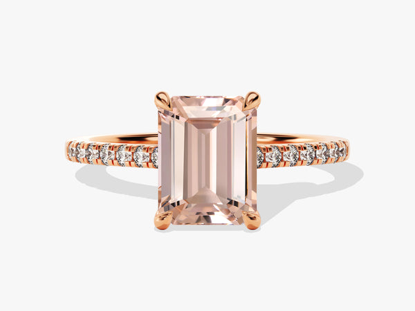 Rose gold emerald cut diamond engagement ring