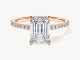 Emerald Cut Lab Grown Diamond Engagement Ring with Pave Set Side Stones (2.00 CT)