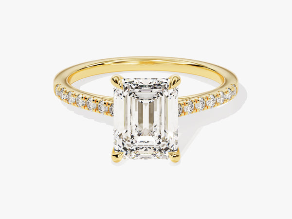Emerald Cut Moissanite Engagement Ring with Pave Set Side Stones (2.00 CT)