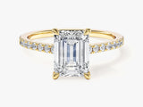 Emerald Cut Lab Grown Diamond Engagement Ring with Pave Set Side Stones (2.00 CT)