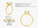 Emerald Cut Moissanite Engagement Ring with Pave Set Side Stones (3.00 CT)