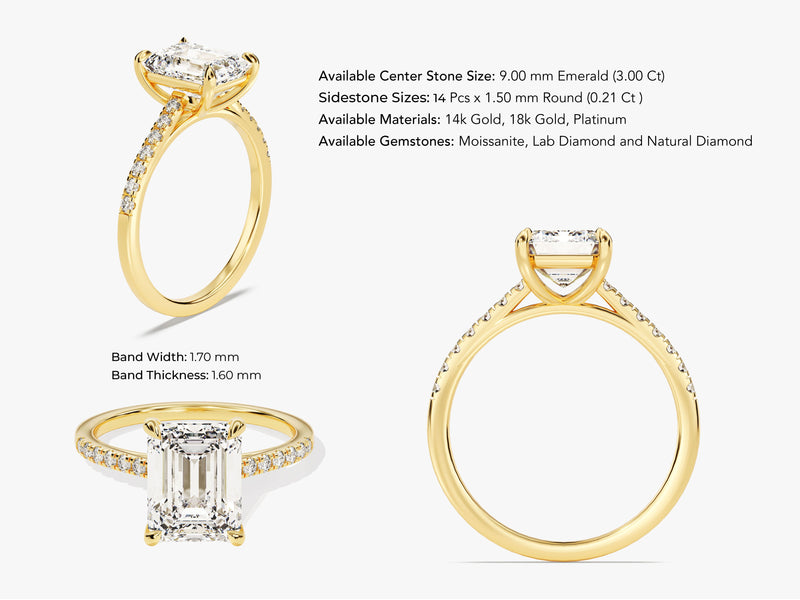 Emerald cut diamond engagement ring in 14k gold