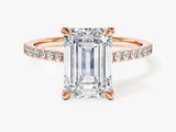 Emerald Cut Lab Grown Diamond Engagement Ring with Pave Set Side Stones (3.00 CT)