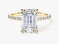 Emerald Cut Moissanite Engagement Ring with Pave Set Side Stones (3.00 CT)