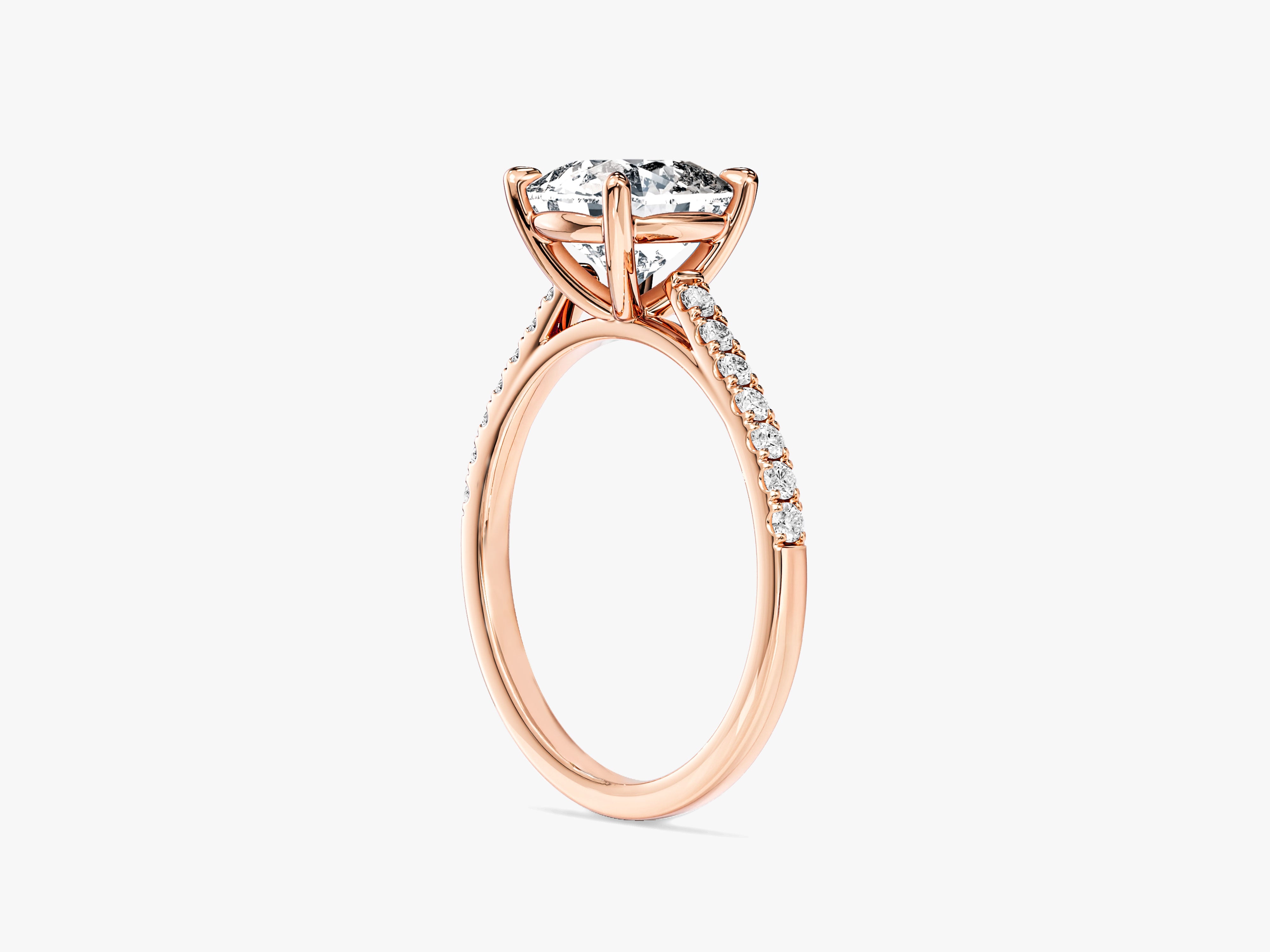 Cushion Cut Lab Grown Diamond Engagement Ring with Pave Set Side Stones (2.00 CT)