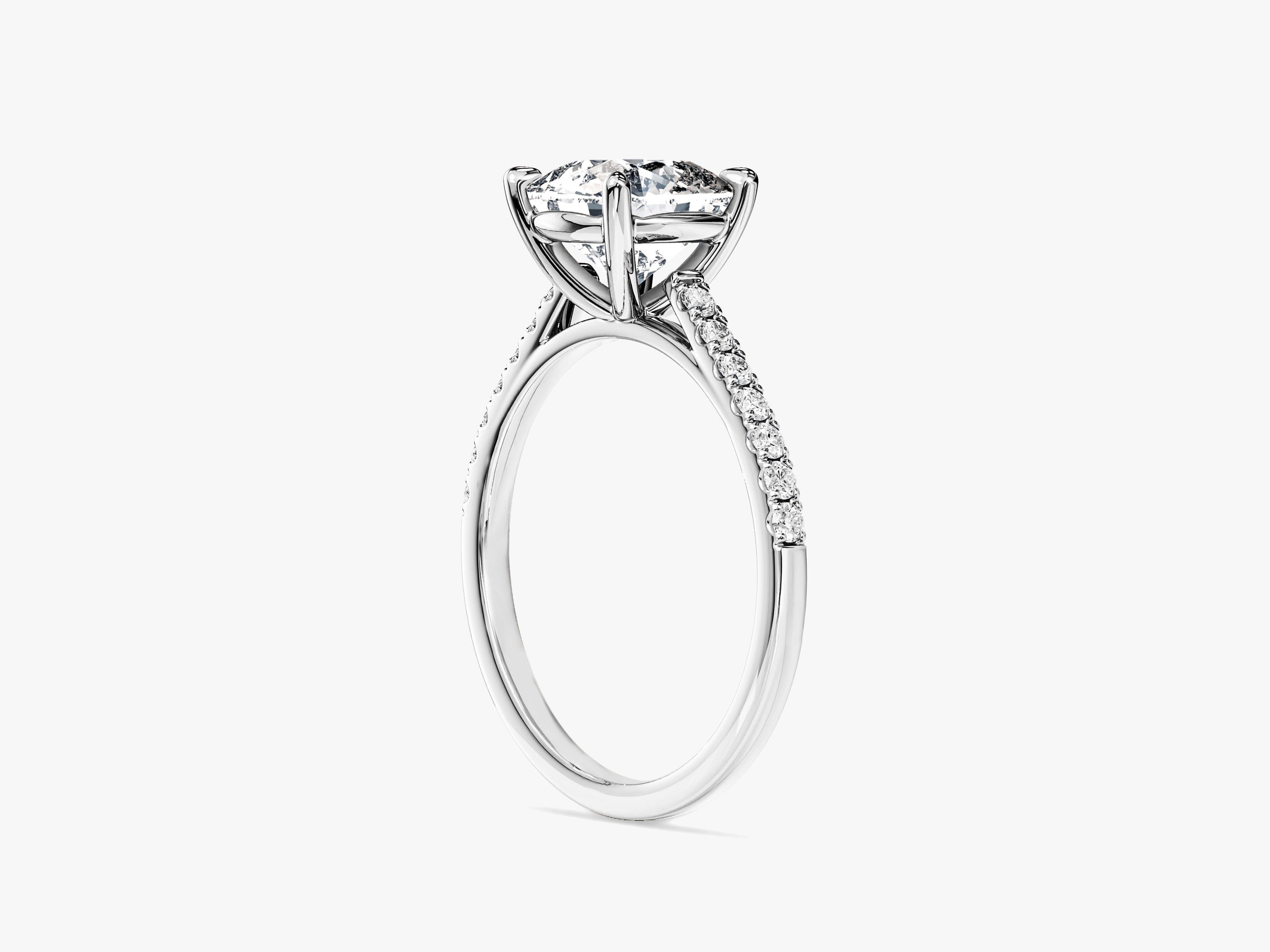Cushion Cut Lab Grown Diamond Engagement Ring with Pave Set Side Stones (2.00 CT)