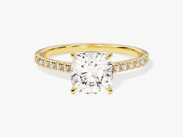 Cushion Cut Diamond Engagement Ring with Pave Set Side Stones (2.00 CT)