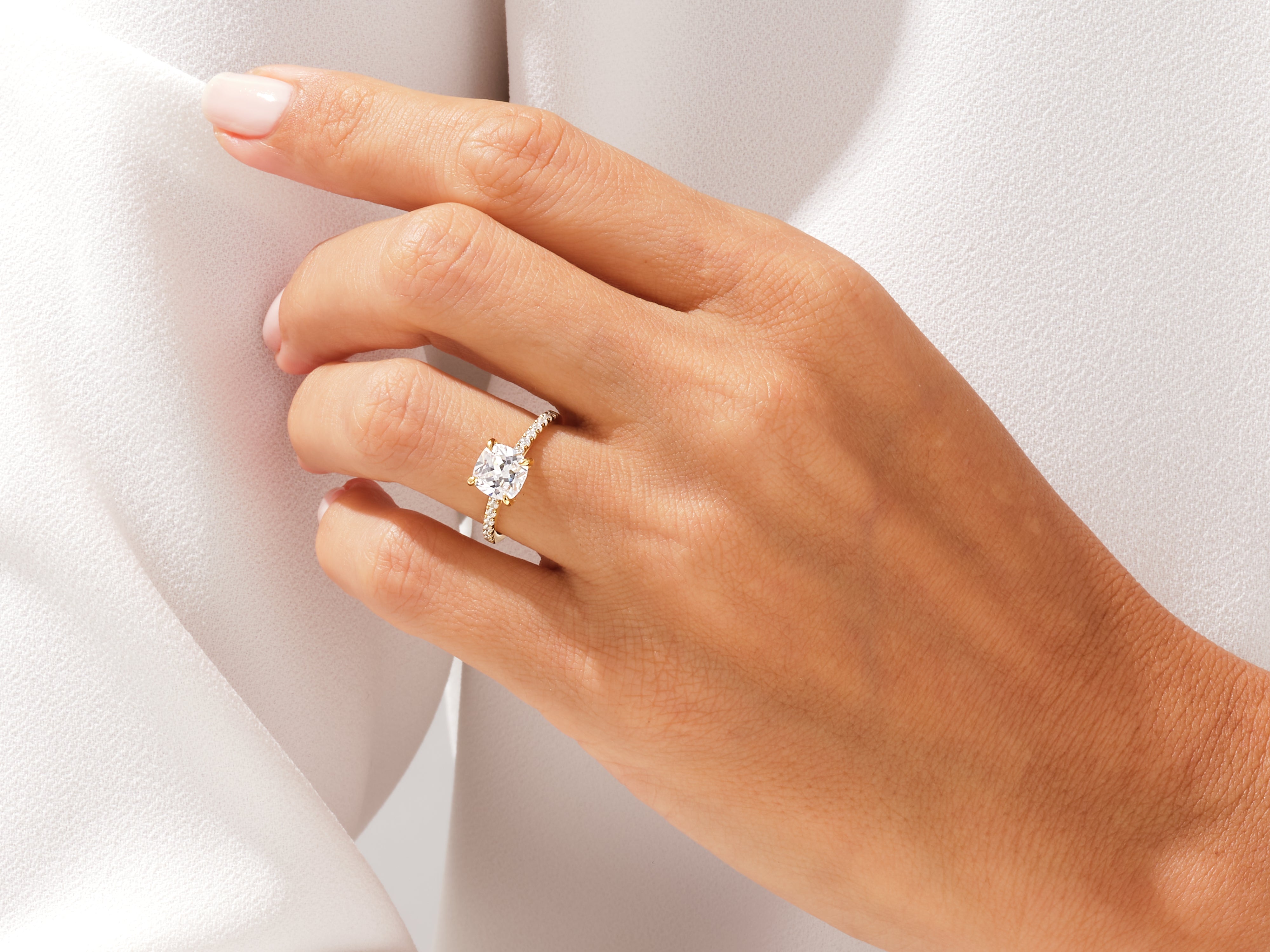 Diamond engagement ring on a woman's hand