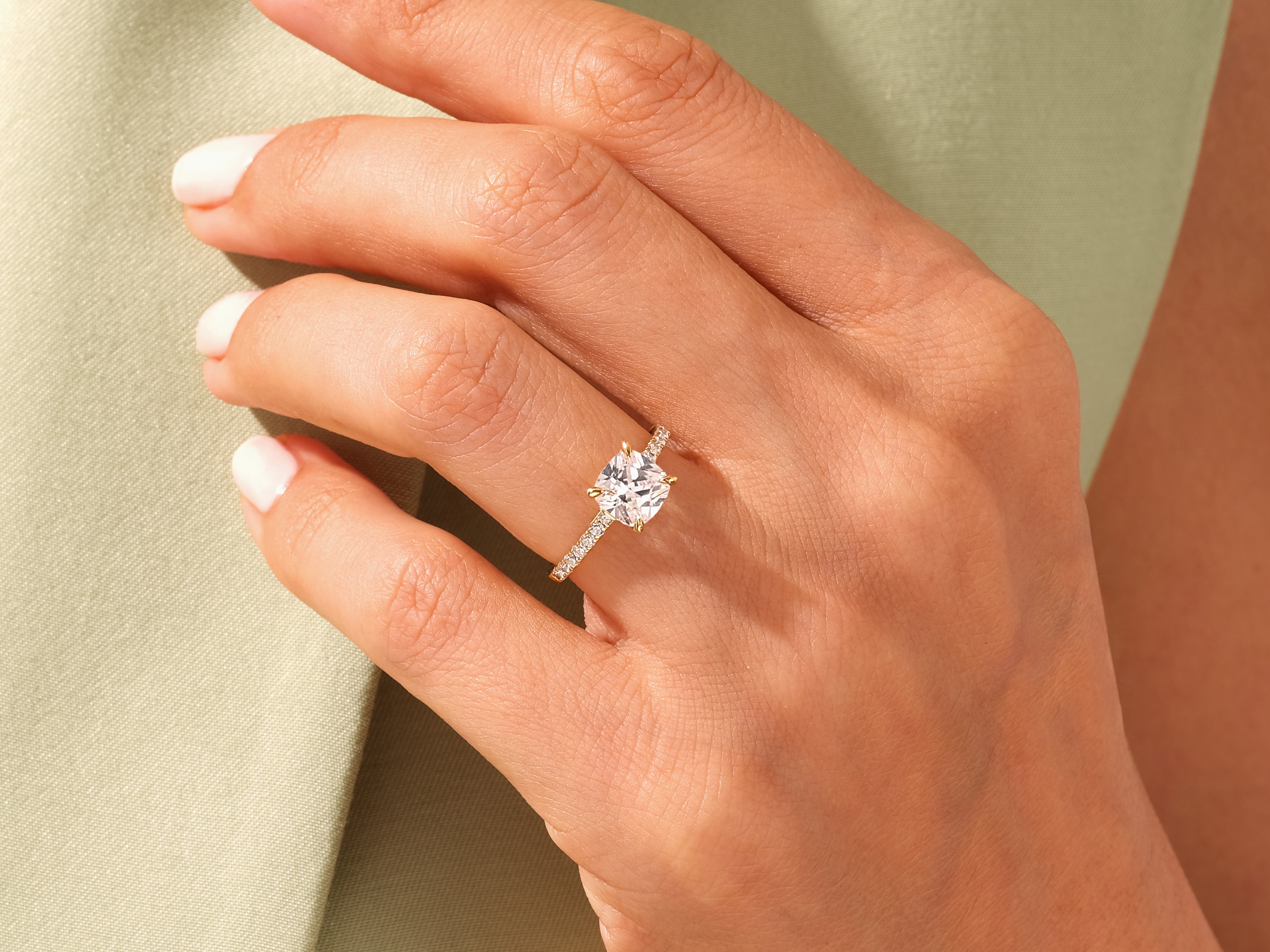 Diamond engagement ring on a woman's hand
