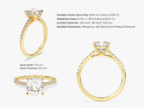Cushion Cut Moissanite Engagement Ring with Pave Set Side Stones (3.00 CT)