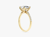 Cushion Cut Lab Grown Diamond Engagement Ring with Pave Set Side Stones (3.00 CT)
