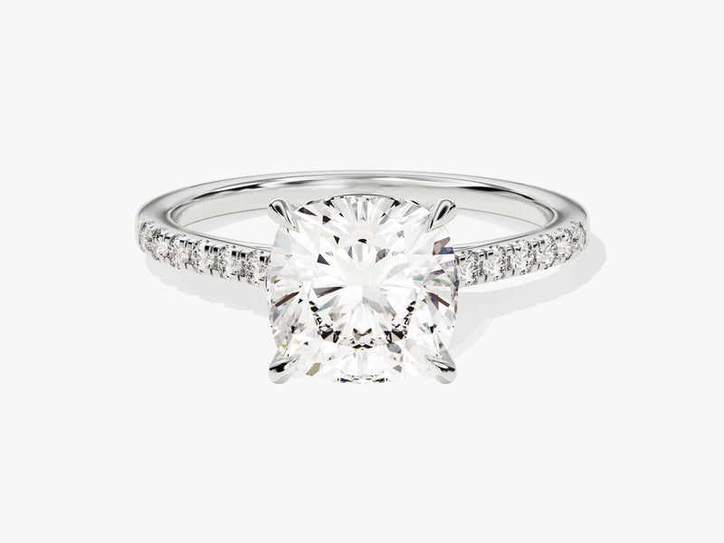 Diamond engagement ring with pave band, luxury jewelry