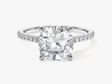 Cushion Cut Moissanite Engagement Ring with Pave Set Side Stones (3.00 CT)